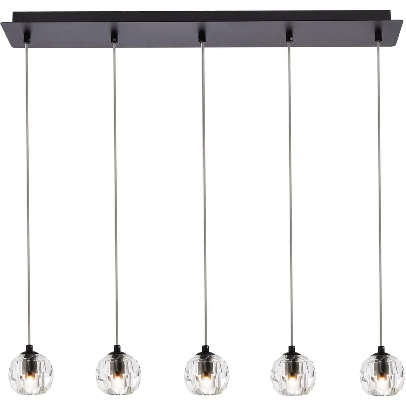 Eren 5 Light 32 inch Black Linear Pendant Ceiling Light