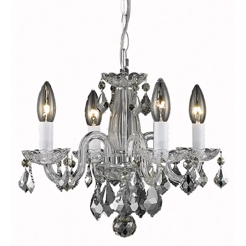Rococo 4 Light 15 inch Chrome Dining Chandelier Ceiling Light in Clear