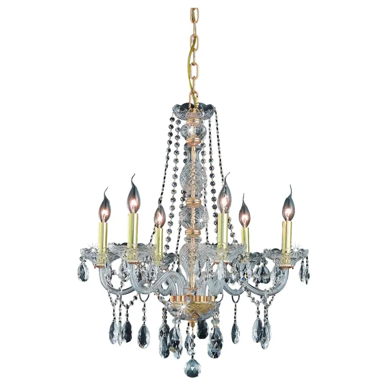 Verona 6 Light 24 inch Gold Dining Chandelier Ceiling Light in Clear, Royal Cut