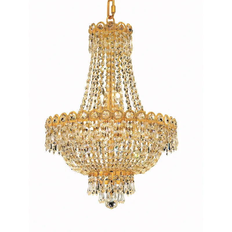 Century 8 Light 16 inch Gold Dining Chandelier Ceiling Light in Royal Cut