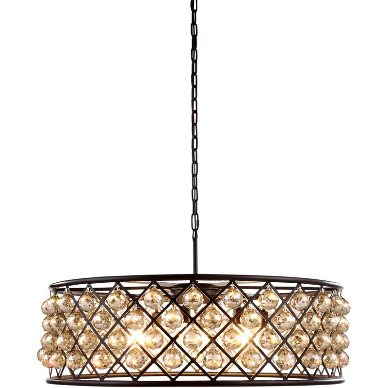 Madison 8 Light 32 inch Matte Black Pendant Ceiling Light in Golden Teak, Urban Classic