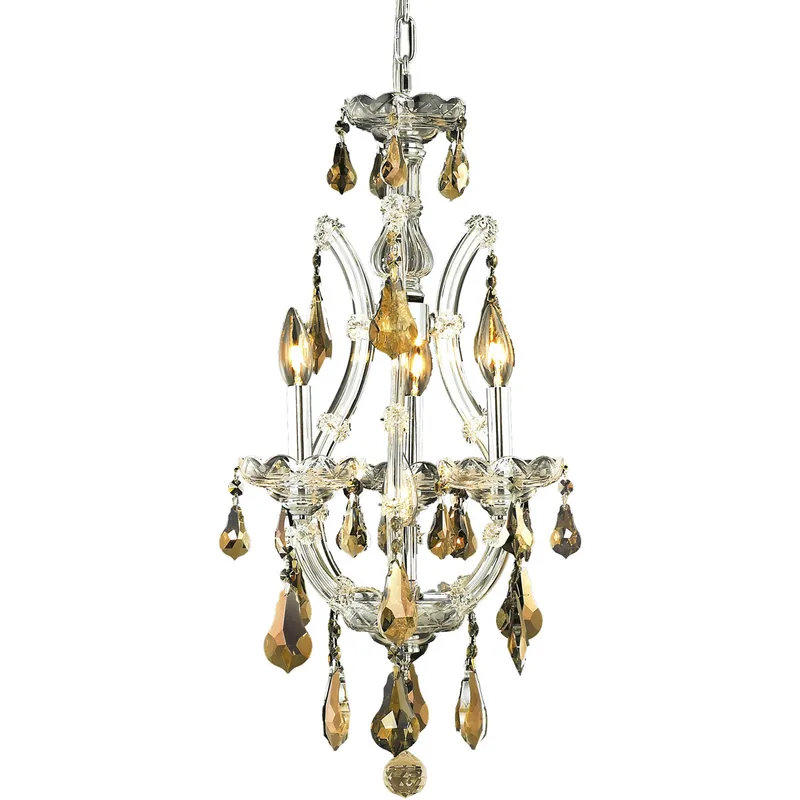 Maria Theresa 4 Light 12 inch Chrome Pendant Ceiling Light in Golden Teak