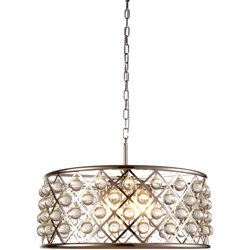 Madison 6 Light 25 inch Polished Nickel Pendant Ceiling Light, Urban Classic