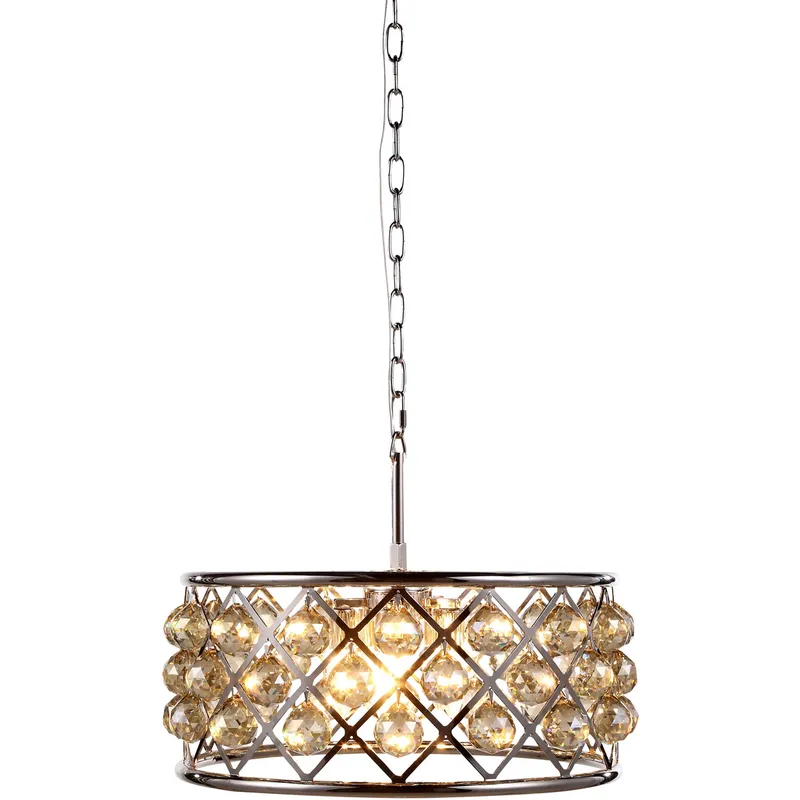 Madison 5 Light 20 inch Polished Nickel Pendant Ceiling Light in Golden Teak, Urban Classic