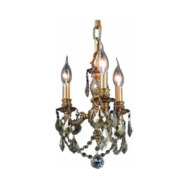 Lillie 3 Light 10 inch French Gold Pendant Ceiling Light in Golden Teak, Royal Cut