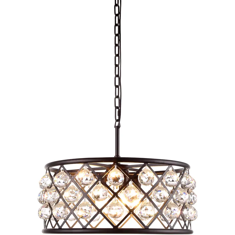 Madison 5 Light 20 inch Matte Black Pendant Ceiling Light in Clear, Urban Classic