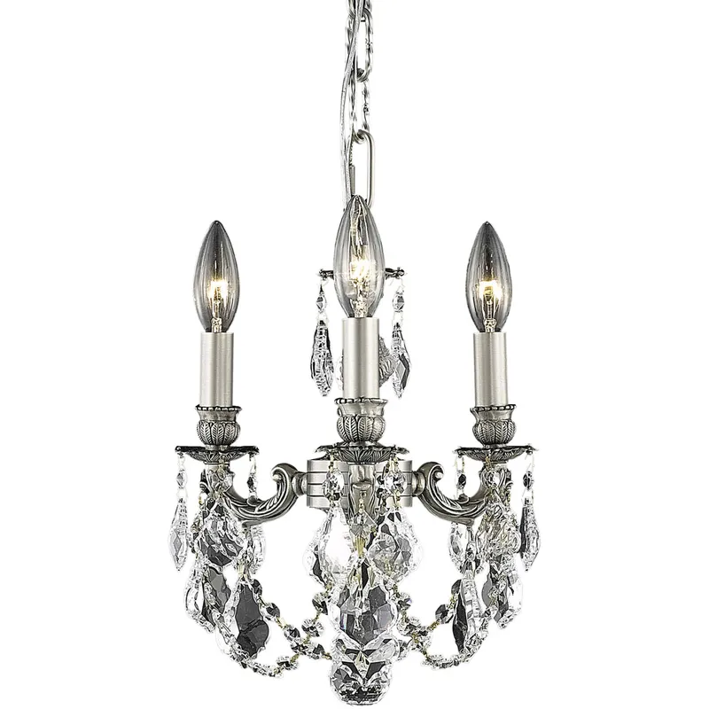 Lillie 3 Light 10 inch Pewter Pendant Ceiling Light in Clear, Royal Cut