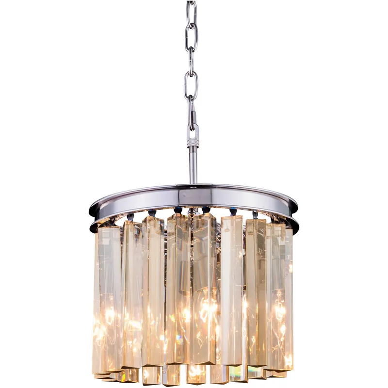 Sydney 3 Light 12 inch Polished Nickel Pendant Ceiling Light in Golden Teak, Urban Classic