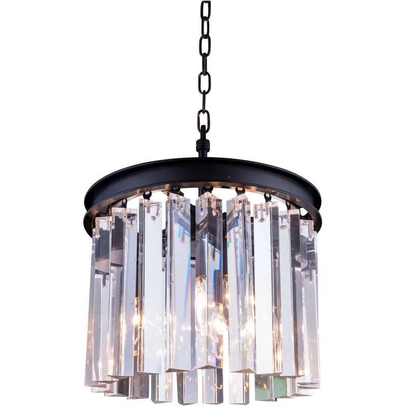 Sydney 3 Light 12 inch Matte Black Pendant Ceiling Light in Clear, Urban Classic