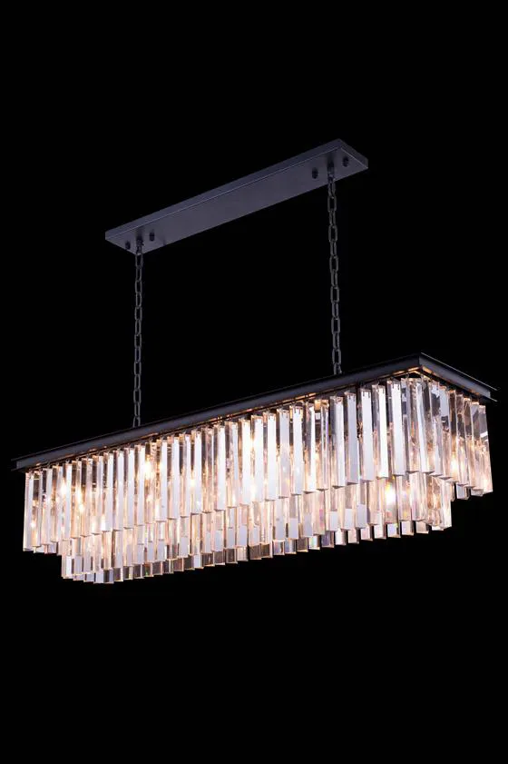 Sydney 12 Light 50 inch Matte Black Pendant Ceiling Light in Clear, Urban Classic