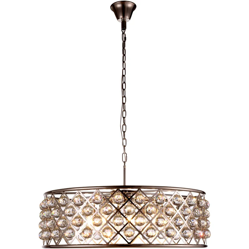 Madison 8 Light 32 inch Polished Nickel Pendant Ceiling Light in Clear, Urban Classic