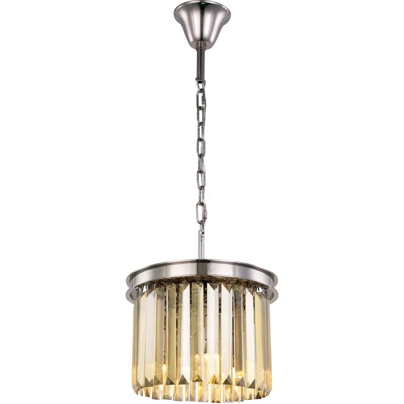 Sydney 3 Light 12 inch Polished Nickel Pendant Ceiling Light in Golden Teak, Urban Classic