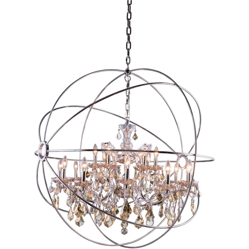 Geneva 18 Light 43.5 inch Polished Nickel Pendant Ceiling Light in Golden Teak, Urban Classic