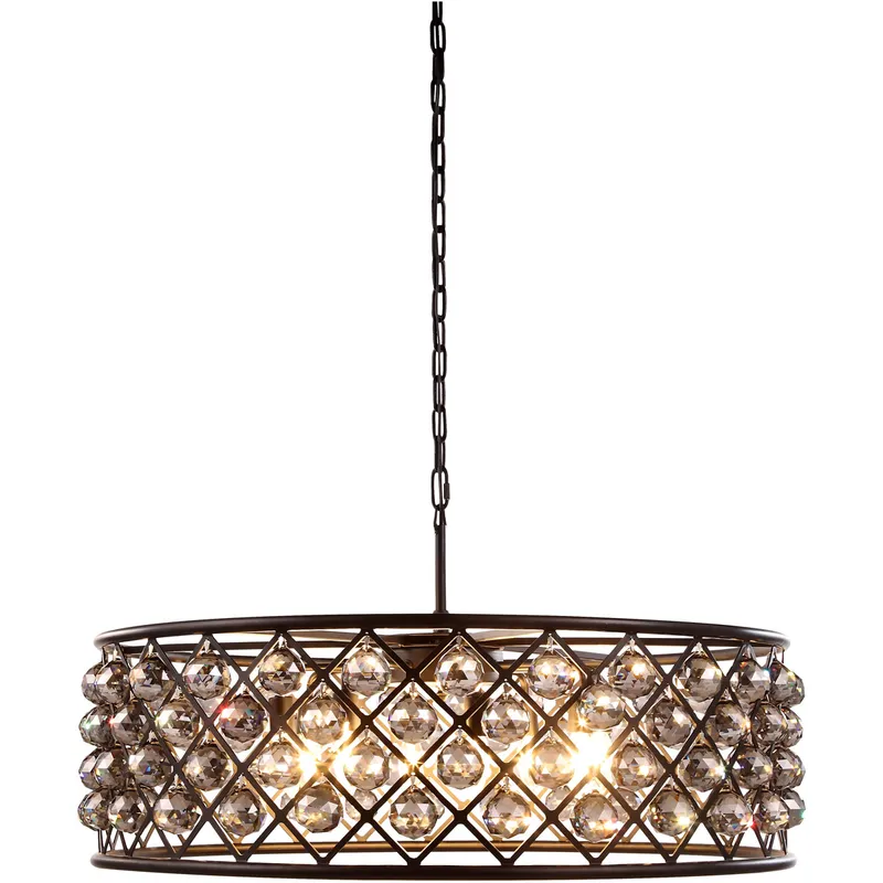 Madison 8 Light 32 inch Matte Black Pendant Ceiling Light in Silver Shade, Urban Classic