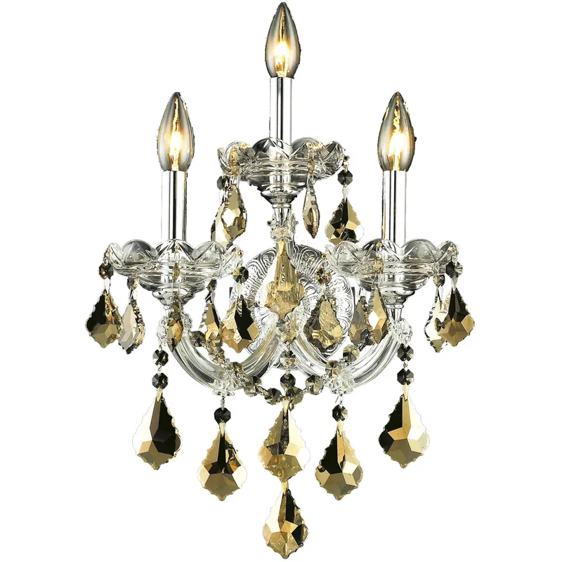 Maria Theresa 3 Light 12 inch Chrome Wall Sconce Wall Light in Golden Teak, Royal Cut