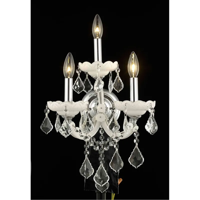 Maria Theresa 3 Light 12 inch White Wall Sconce Wall Light in Clear, Royal Cut