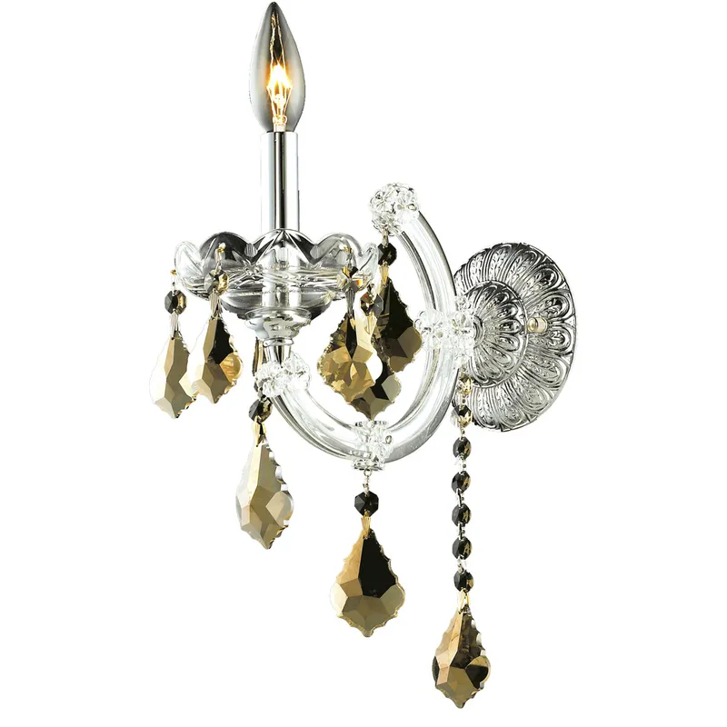 Maria Theresa 1 Light 8 inch Chrome Wall Sconce Wall Light in Golden Teak, Royal Cut