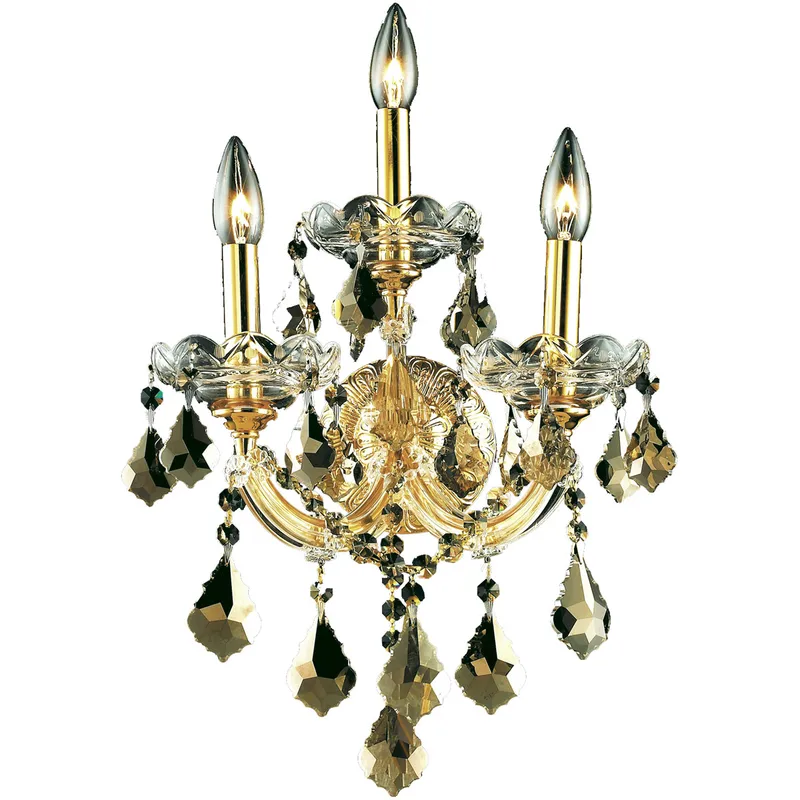 Maria Theresa 3 Light 12 inch Gold Wall Sconce Wall Light in Golden Teak, Royal Cut