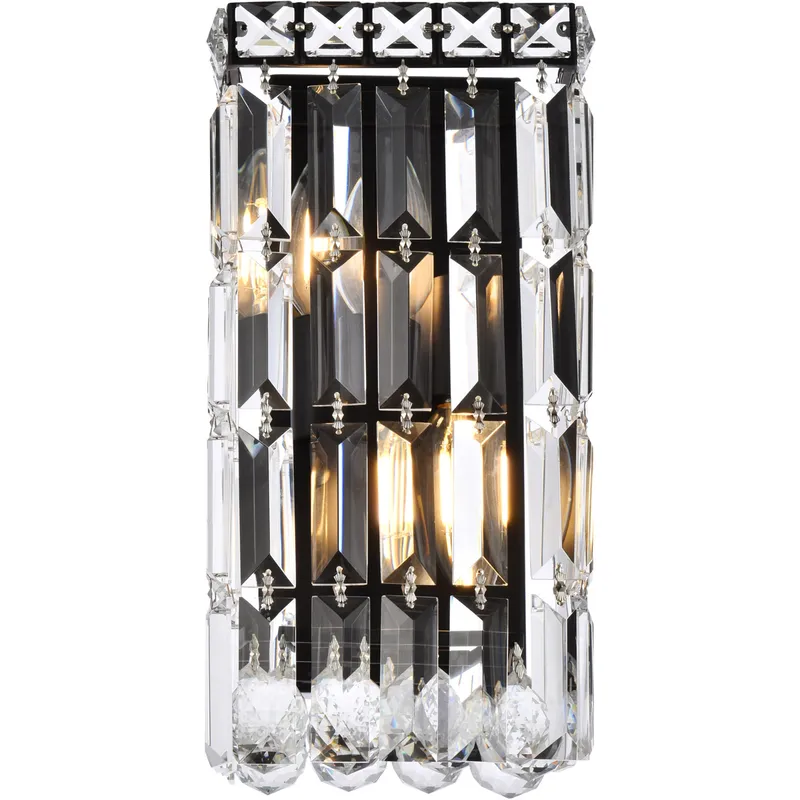 Maxime 2 Light 4.5 inch Black and Clear Wall Sconce Wall Light in Royal Cut
