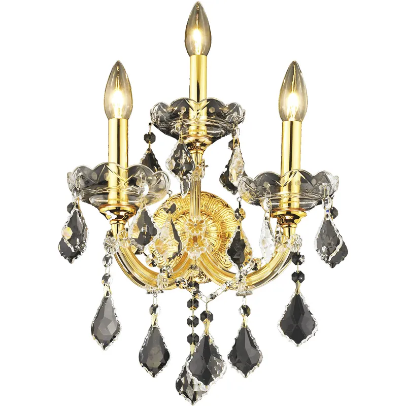 Maria Theresa 3 Light 12 inch Gold Wall Sconce Wall Light in Clear, Royal Cut