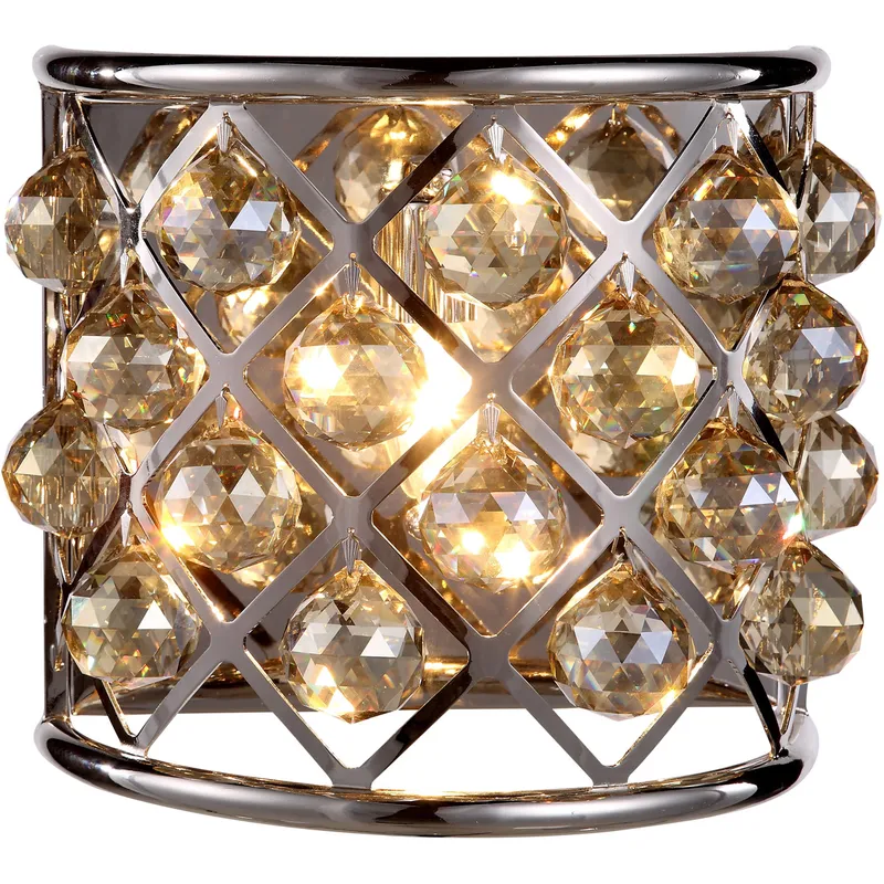 Madison 1 Light 11.5 inch Polished Nickel Wall Sconce Wall Light in Golden Teak, Urban Classic