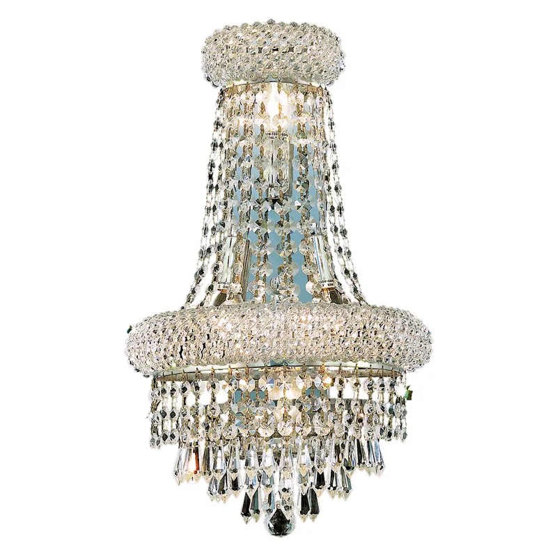 Primo 4 Light 12 inch Silver and Clear Mirror Wall Sconce Wall Light in Royal Cut