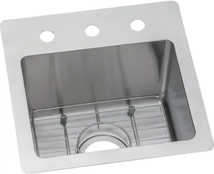 Elkay ECTSR15159TBG0 Crosstown 18 Gauge Stainless Steel 15 x 15 x 9 Sink Kit