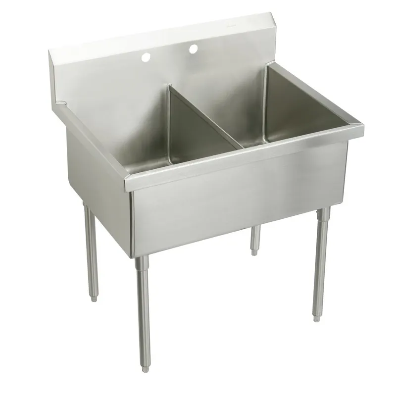Elkay SS82482 Sturdibilt Stainless Steel 51 x 27-1/2 x 14 Floor Mount Double Compartment Scullery Sink