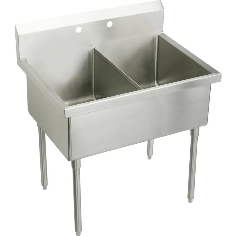 Elkay SS82602 Sturdibilt Stainless Steel 63 x 27-1/2 x 14 Double Compartment Scullery Sink