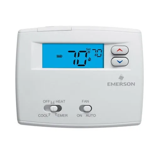 EMERSON CLIMATE TECHNOLOGIES 1F89-0211 Non-Programmable Thermostat 2 Heat 1 Cool 45 to 90 Deg F 0 to 30VAC