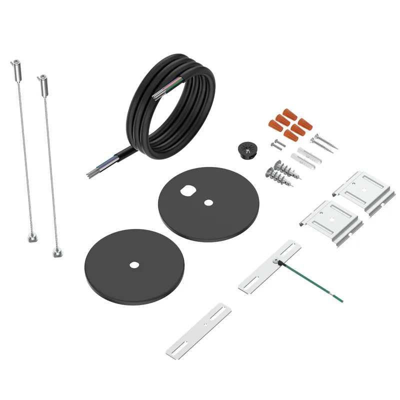 Suspension Kit: 1 x 20' 6-Wire Black Cord, 2 x 6' Cable, 2 x Canopy