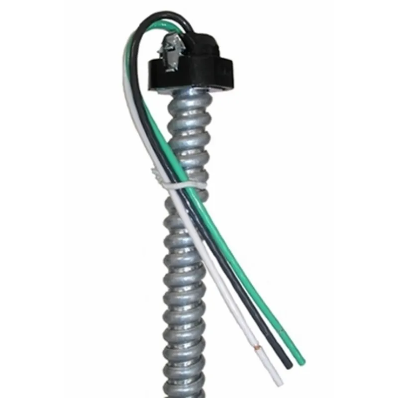 Snap-In Metallic Whip, 18/3 AWG Solid, 3/8" Flex, 6' Long