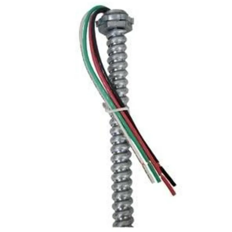 Metallic Whip, 18/4 AWG Solid, 3/8" Flex, 6' Long