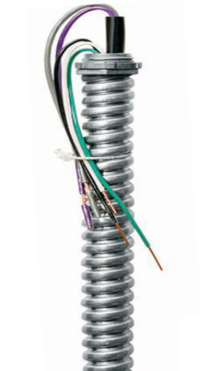 Metallic Whip, 18/3 AWG Solid, 1/2" Flex, 6' Long