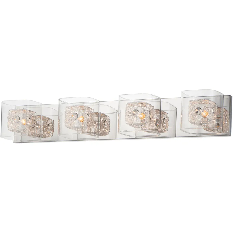 Gem 4 Light 31 inch Polished Chrome Bath Vanity Wall Light in Silver