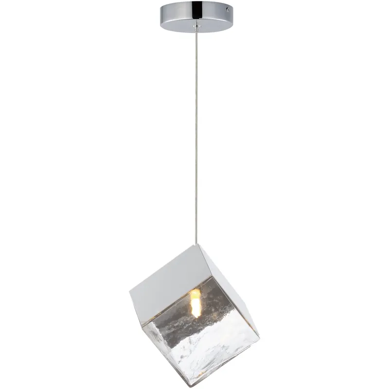Ice Cube LED 7 inch Polished Chrome Single Pendant Ceiling Light