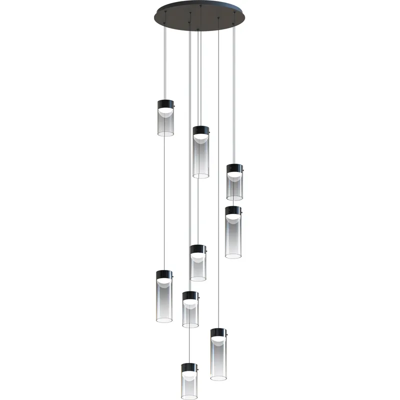 Highball LED 22.75 inch Gunmetal Multi-Light Pendant Ceiling Light in Graduating Smoke
