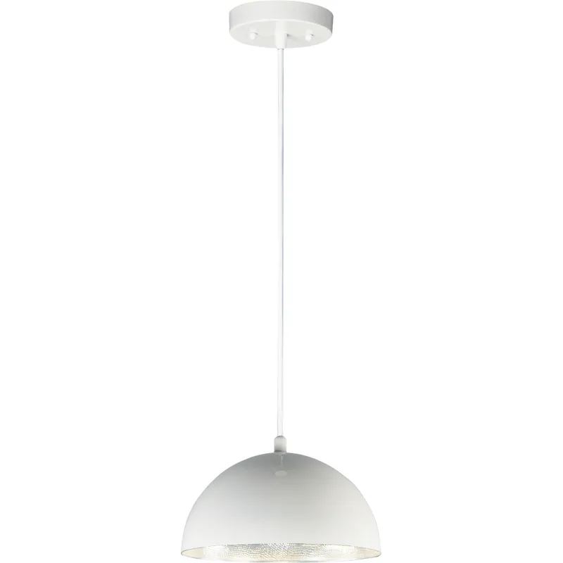 Hemisphere LED 14 inch Gloss White and Aluminum Single Pendant Ceiling Light