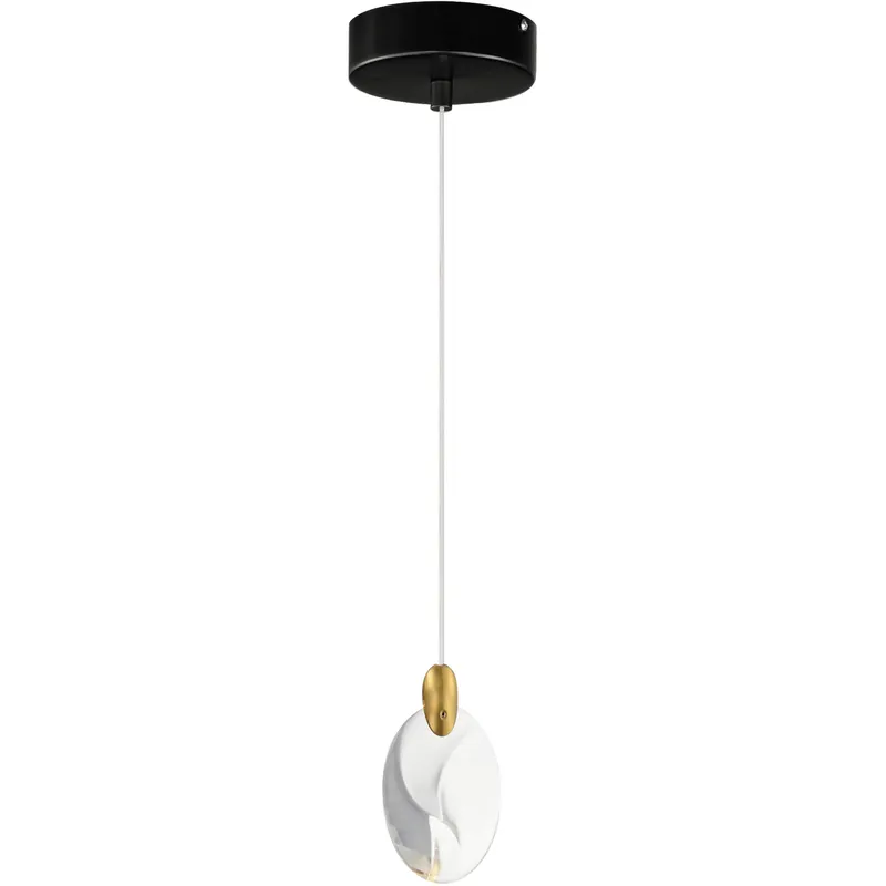 Pebble LED 1.5 inch Black and Polished Gold Single Pendant Ceiling Light