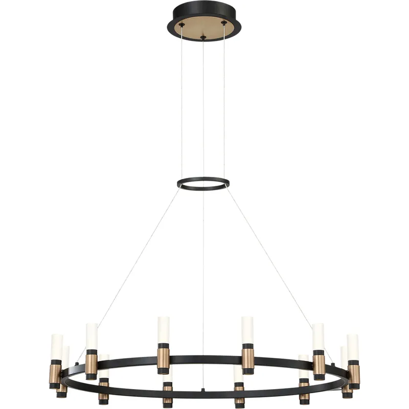 Albany LED 31.5 inch Brass and Black Chandelier Ceiling Light