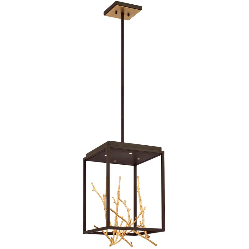 Aerie LED 12.5 inch Gold and Black Pendant Ceiling Light in Bronze and Gold