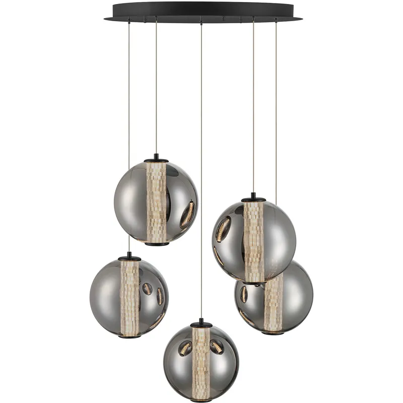 Atomo 5 Light 25.75 inch Matte Black Multi Drop Chandelier Ceiling Light