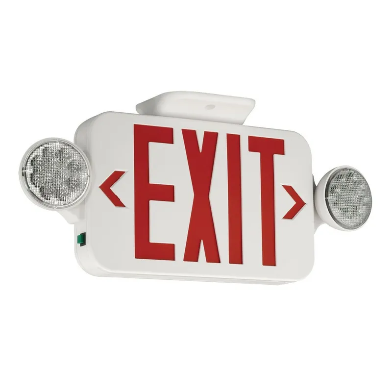 LED EXIT/EMER DUAL HD UNV RD LTR W/BTTRY