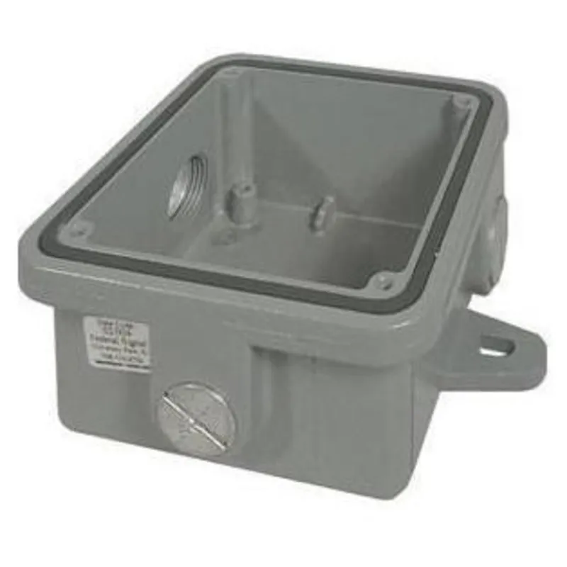 Weatherproof Outlet Box, 1 Gang, (1) 1/2" and (1) 3/4" Outlets, 2" Deep, Aluminum