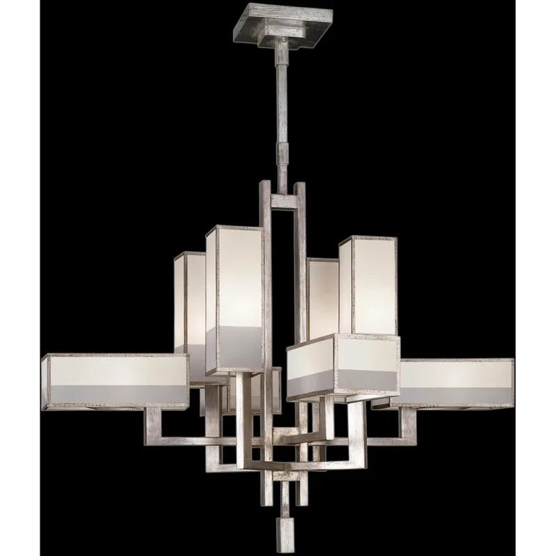 Perspectives 8 Light 42 inch Silver Chandelier Ceiling Light in White Crepe