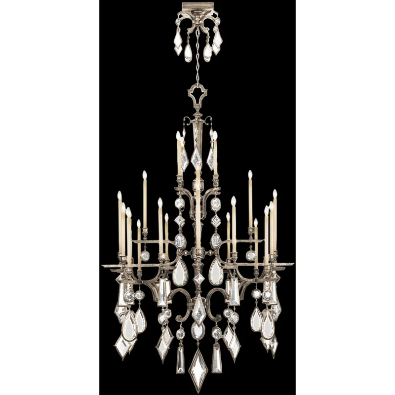 Encased Gems 24 Light 53 inch Silver Chandelier Ceiling Light in Clear Crystal