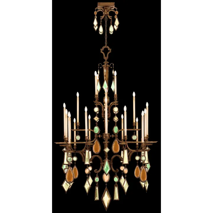Encased Gems 24 Light 53 inch Bronze Chandelier Ceiling Light in Multi-Colored Crystal