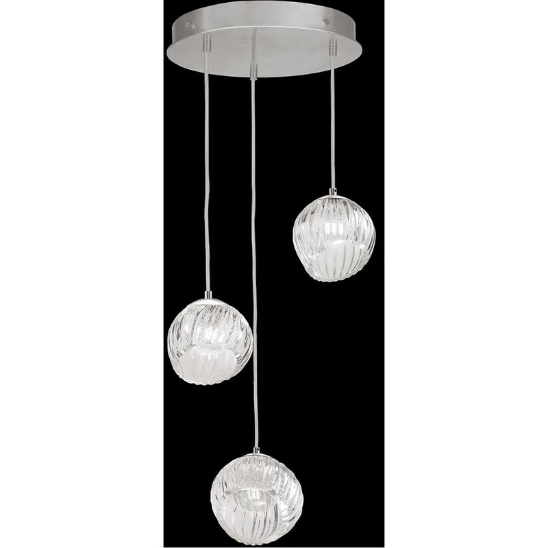 Nest Pendant Ceiling Light in Silver, Clear Studio Glass