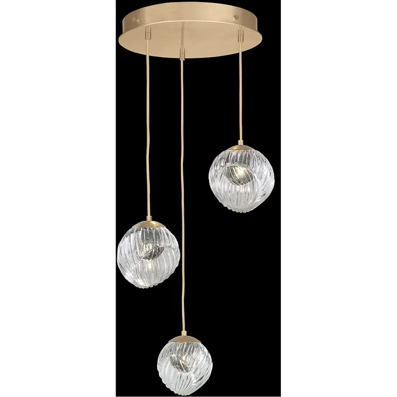 Nest Pendant Ceiling Light in Gold, Smokey Quartz Studio Glass