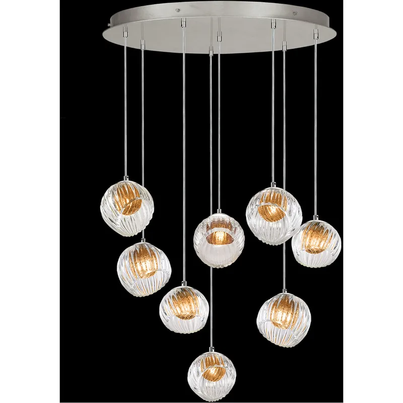 Nest Pendant Ceiling Light in Silver, Amber Studio Glass